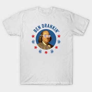 Ben Drankin': Retro Ben Franklin with Patriotic 4th of July Sunglasses T-Shirt